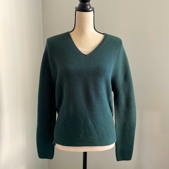 Uniqlo Sweaters - Uniqlo Dark Green V Neck Cocoon Dolman Sleeve Oversized Thick Knit Sweater XS